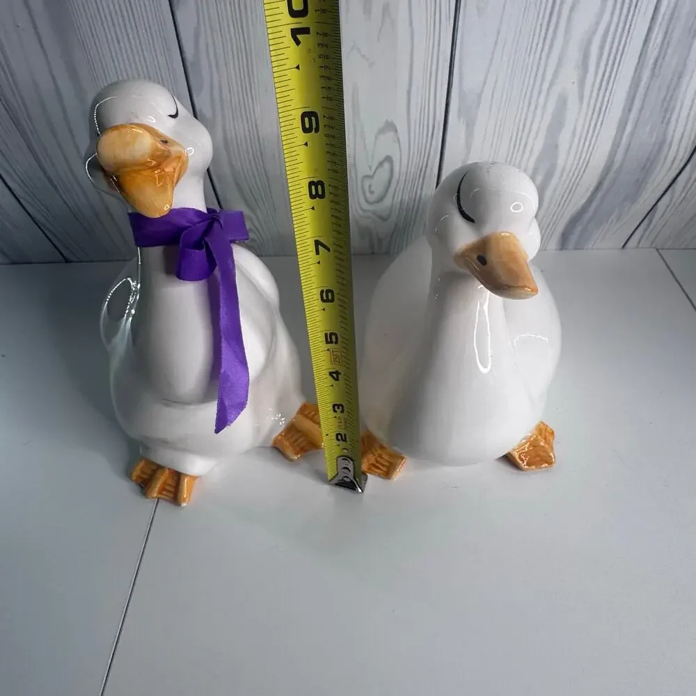 Vintage Set of 2 Porcelain Duck Figurines 1980s Buena Park USA Country Decor USA